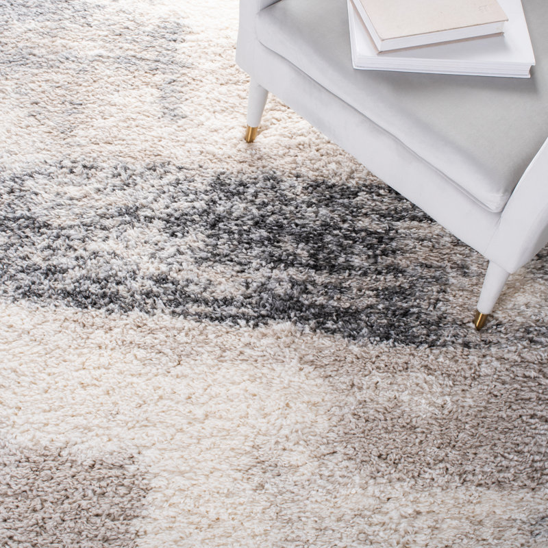 Wrought Studio Alesia Performance Cream/Gray Rug & Reviews Wayfair